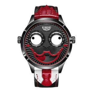 Lige Harlequin Dual-Dial Leather Watch